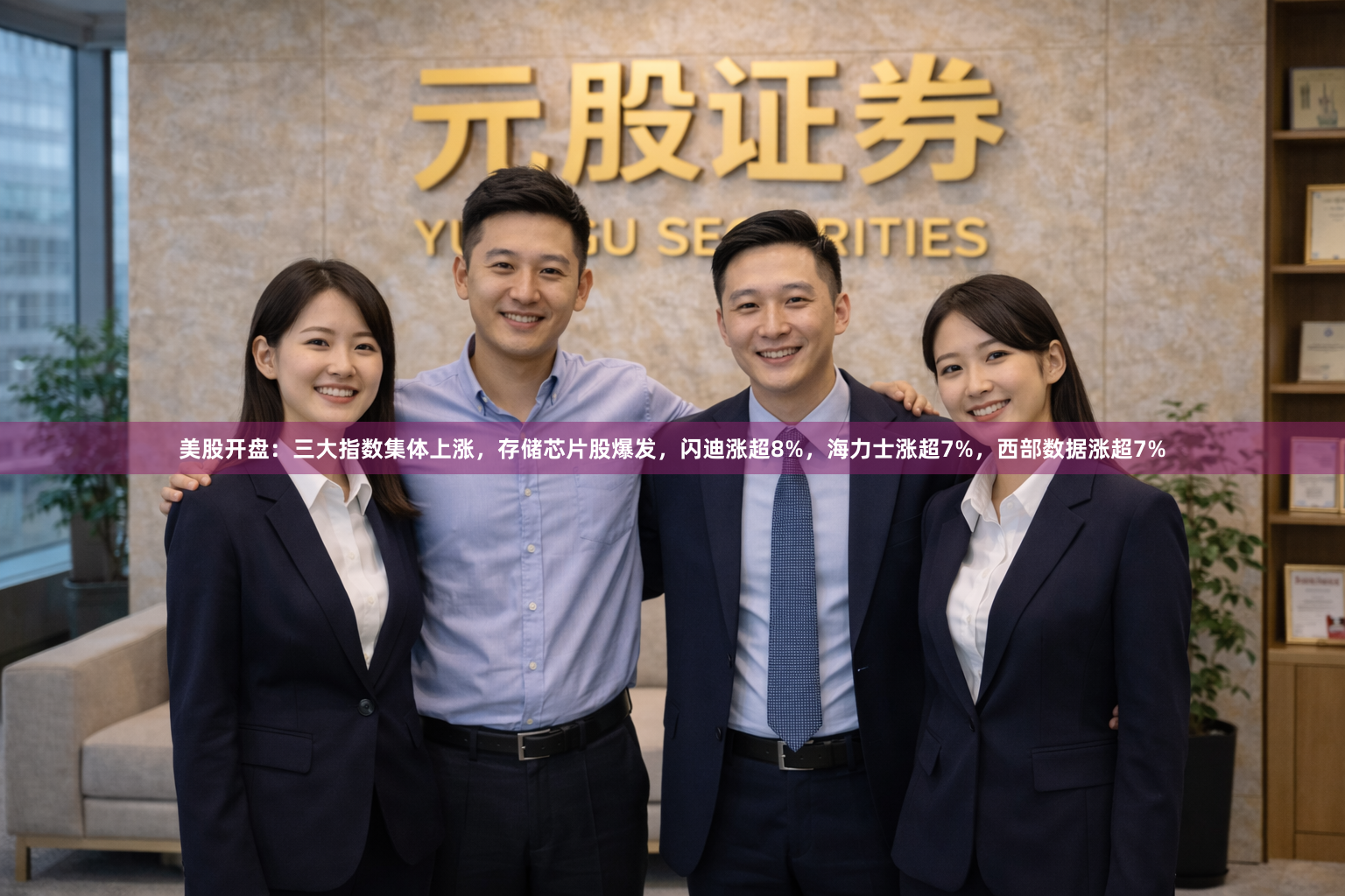 美股开盘：三大指数集体上涨，存储芯片股爆发，闪迪涨超8%，海力士涨超7%，西部数据涨超7%